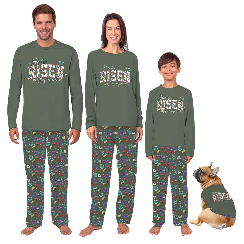 Christian Easter Family Matching Pajamas Green Christian Easter Family Matching Pajamas Green