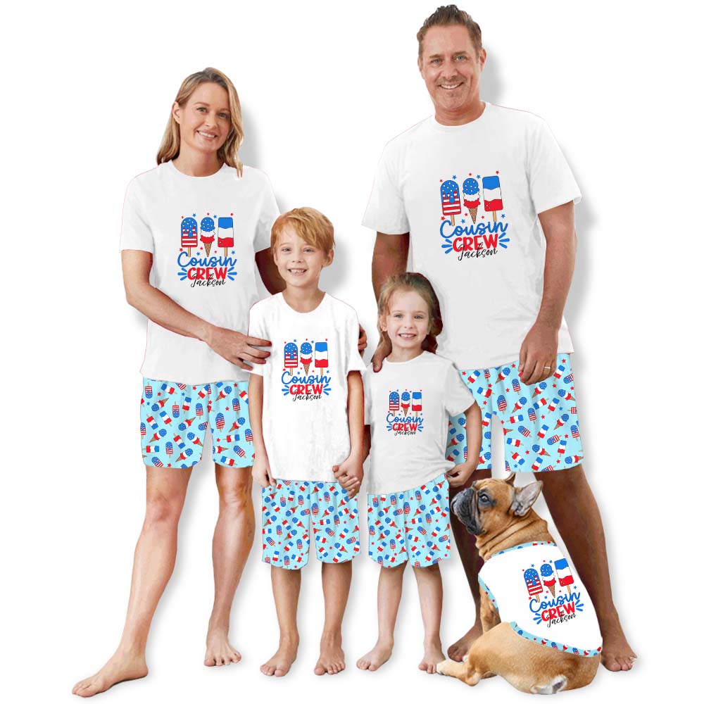 Cute Ice Cream With Name Cousin Crew 4th Of July Pajama Pajama Short Set Cute Ice Cream With Name Cousin Crew 4th Of July Pajama Pajama Short Set