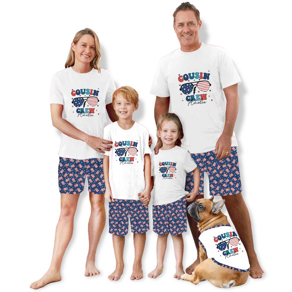 Festive Custom Name 4th July America Plus Size Short Sleeve Pajamas Festive Custom Name 4th July America Plus Size Short Sleeve Pajamas