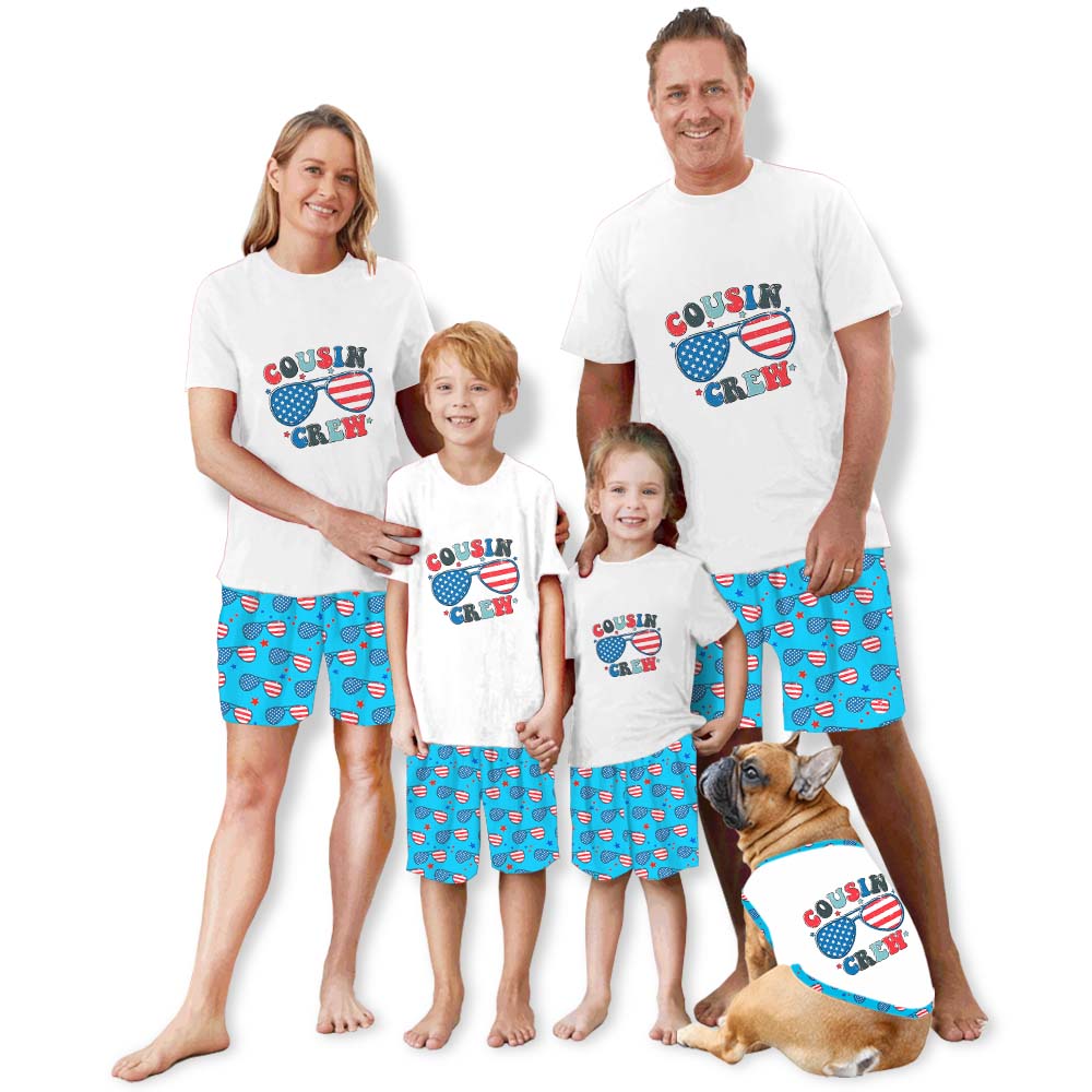 Breathable Short Sleeve Pajamas Fourth Of July Cousin Crew