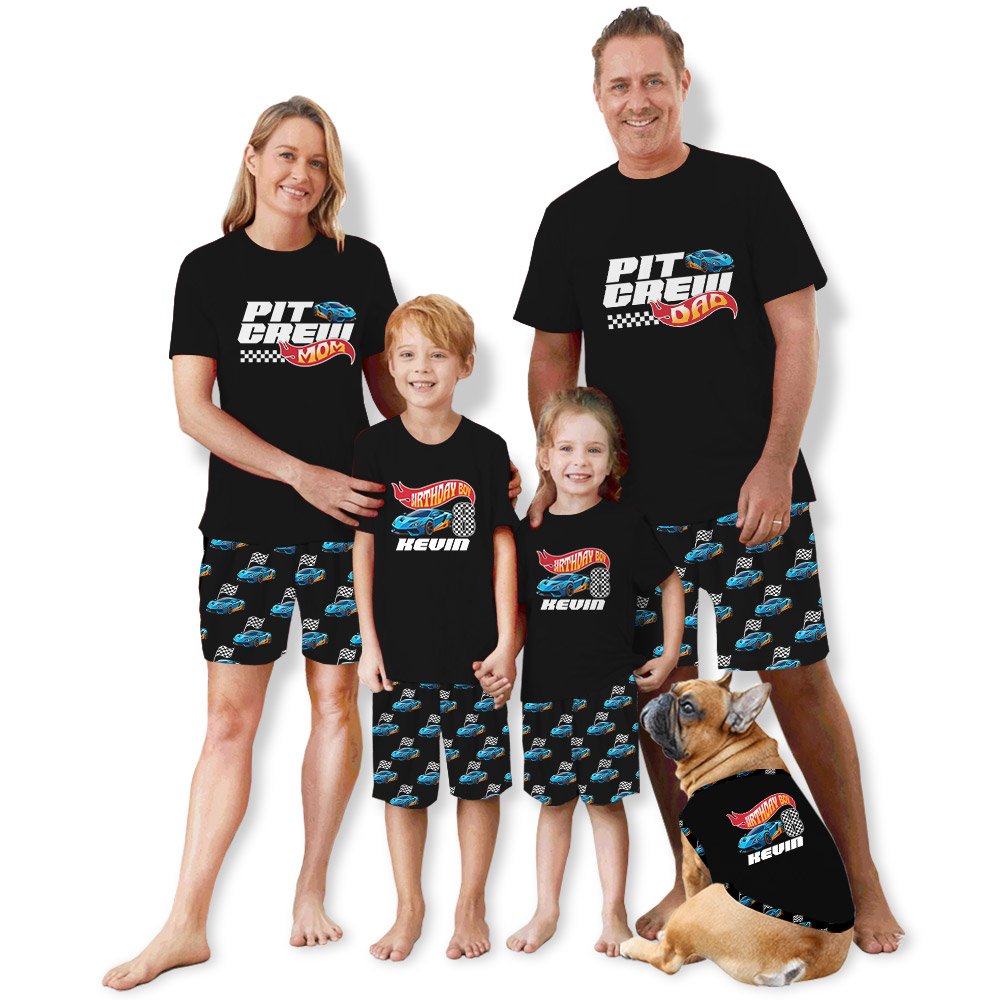 Custom Race Car Themed Birthday Pajamas For Family Custom Race Car Themed Birthday Pajamas For Family