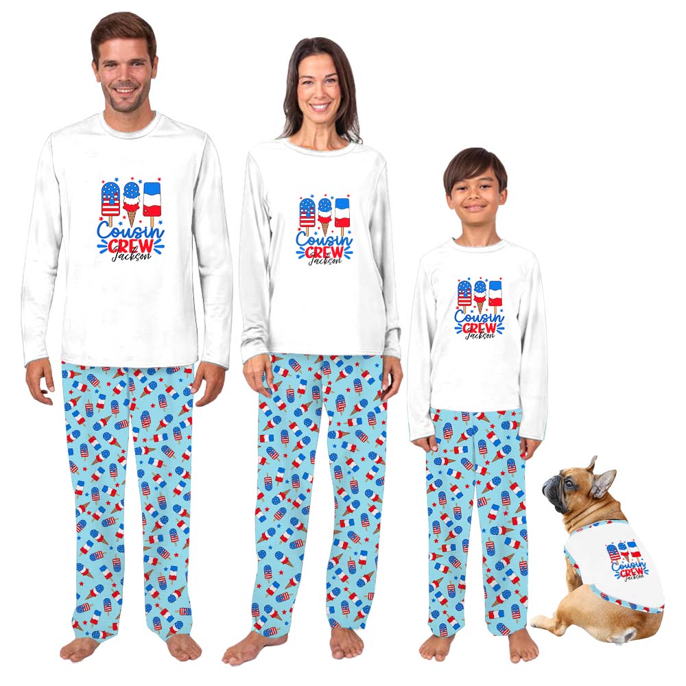Cute Custom Name Ice Cream 4th of July Pajamas For The Whole Family