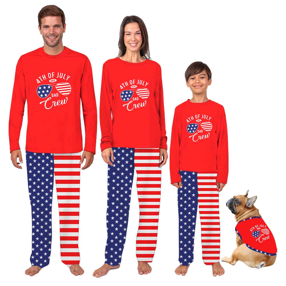 Personalized Family Crew 4th Of July Family Matching Pajamas With Dog