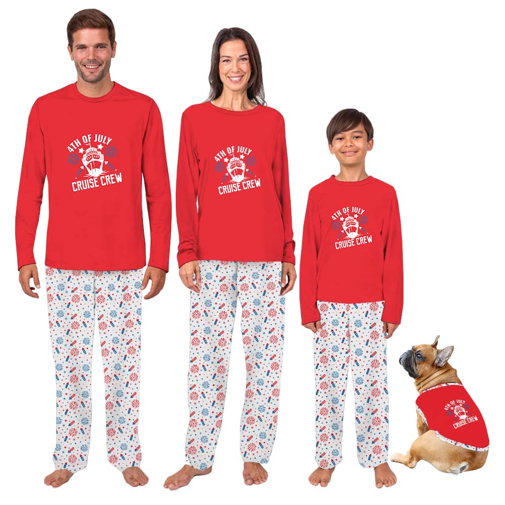 Red Cruise Crew Dog Matching 4th Of July Pajamas Red Cruise Crew Dog Matching 4th Of July Pajamas