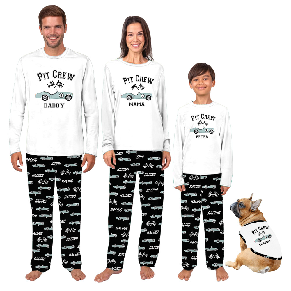 Customizable Matching Family Pit Crew Race Car Pajamas Customizable Matching Family Pit Crew Race Car Pajamas