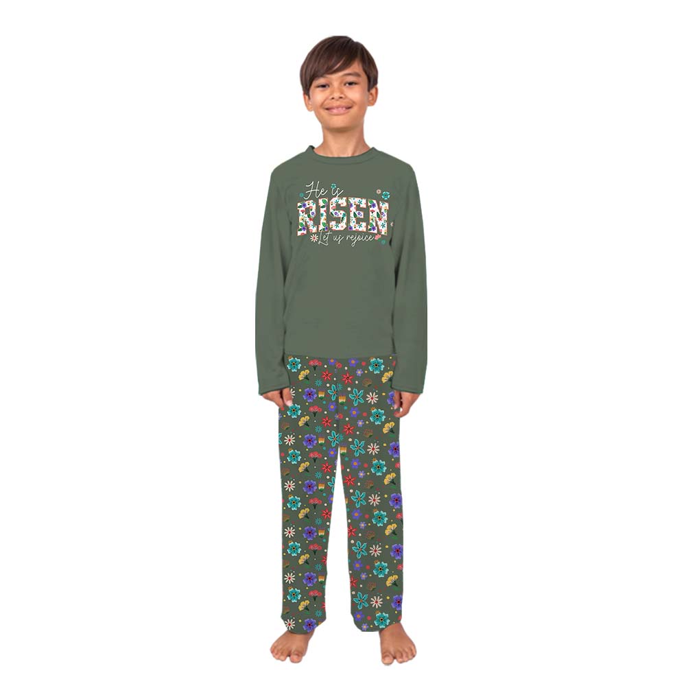 Christian Easter Family Matching Pajamas Green Christian Easter Family Matching Pajamas Green