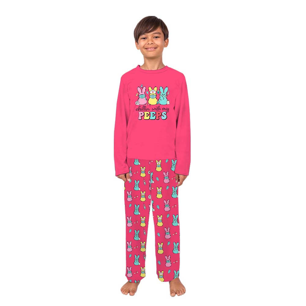 Personalized Color Chillin With My Peeps Easter Pajamas For Family And Dog Personalized Color Chillin With My Peeps Easter Pajamas For Family And Dog