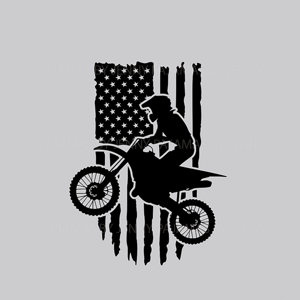 Dirt Bike Motocross And American Flag Print Pajamas