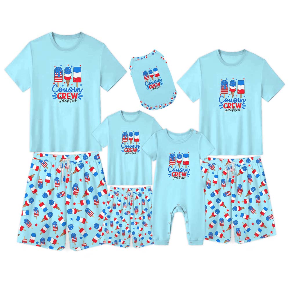 Customizable Ice Cream Independence Day USA Short Pajamas Customizable Ice Cream Independence Day USA Short Pajamas