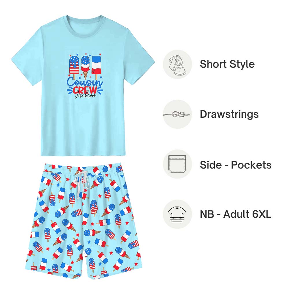 Customizable Ice Cream Independence Day USA Short Pajamas Customizable Ice Cream Independence Day USA Short Pajamas