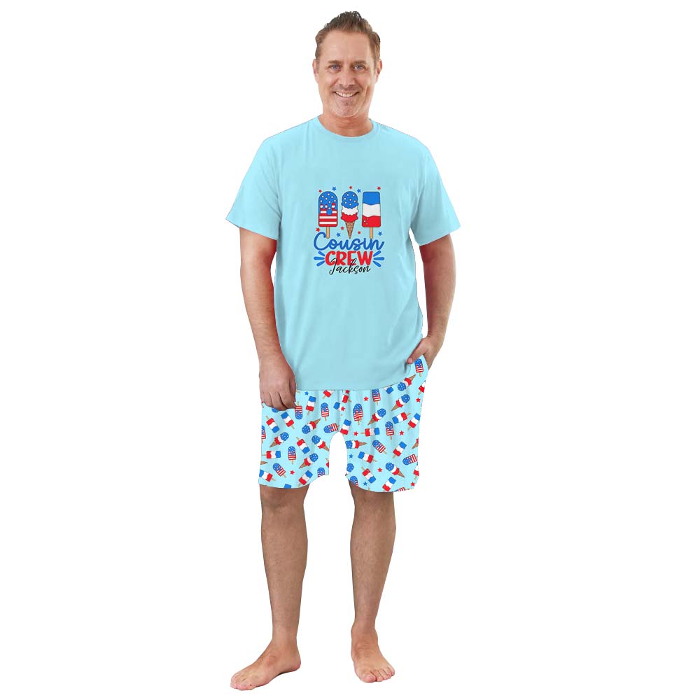 Customizable Ice Cream Independence Day USA Short Pajamas Customizable Ice Cream Independence Day USA Short Pajamas