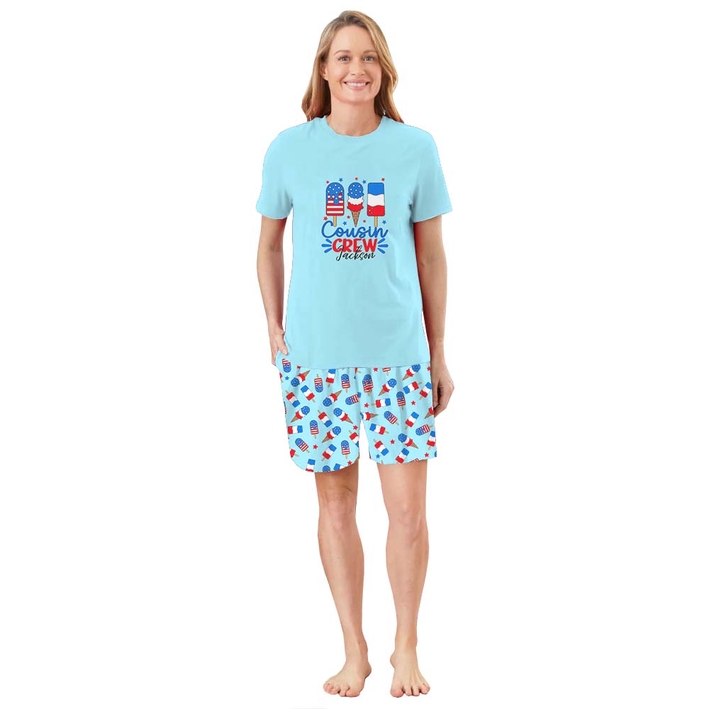 Customizable Ice Cream Independence Day USA Short Pajamas Customizable Ice Cream Independence Day USA Short Pajamas