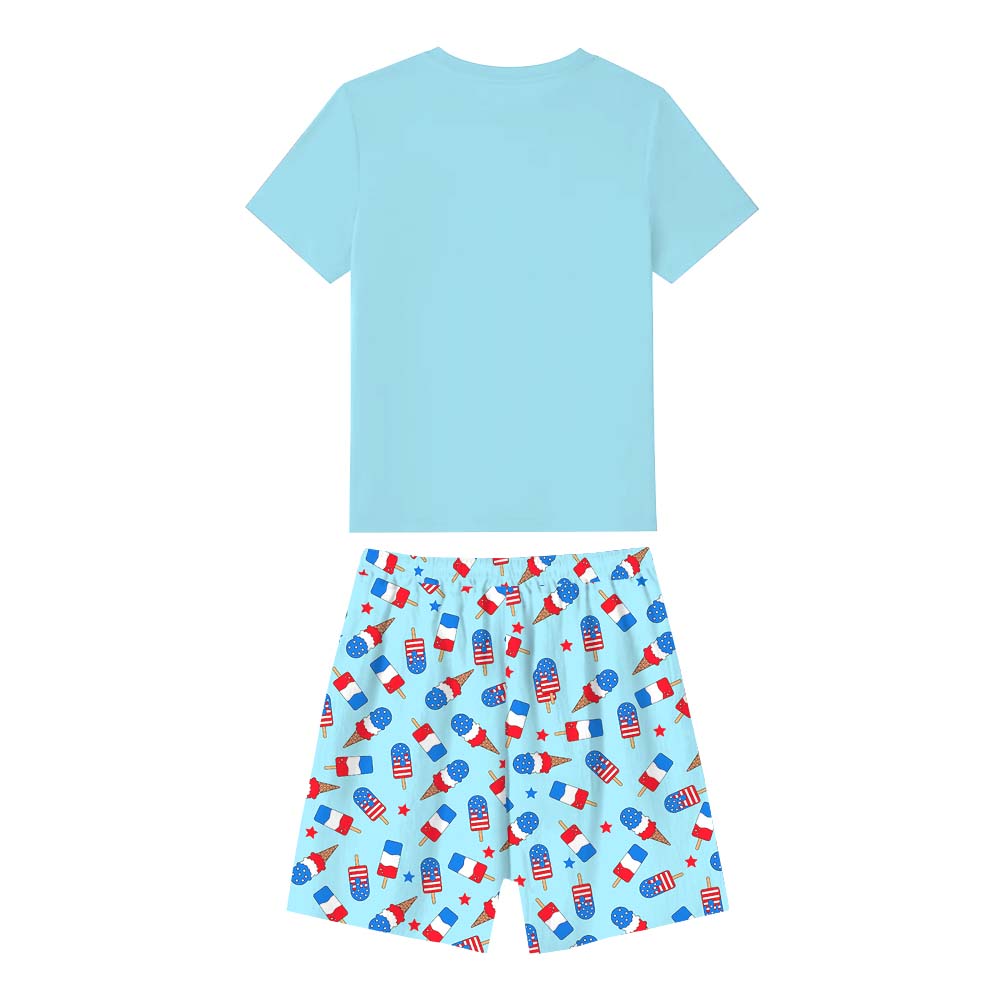 Customizable Ice Cream Independence Day USA Short Pajamas Customizable Ice Cream Independence Day USA Short Pajamas