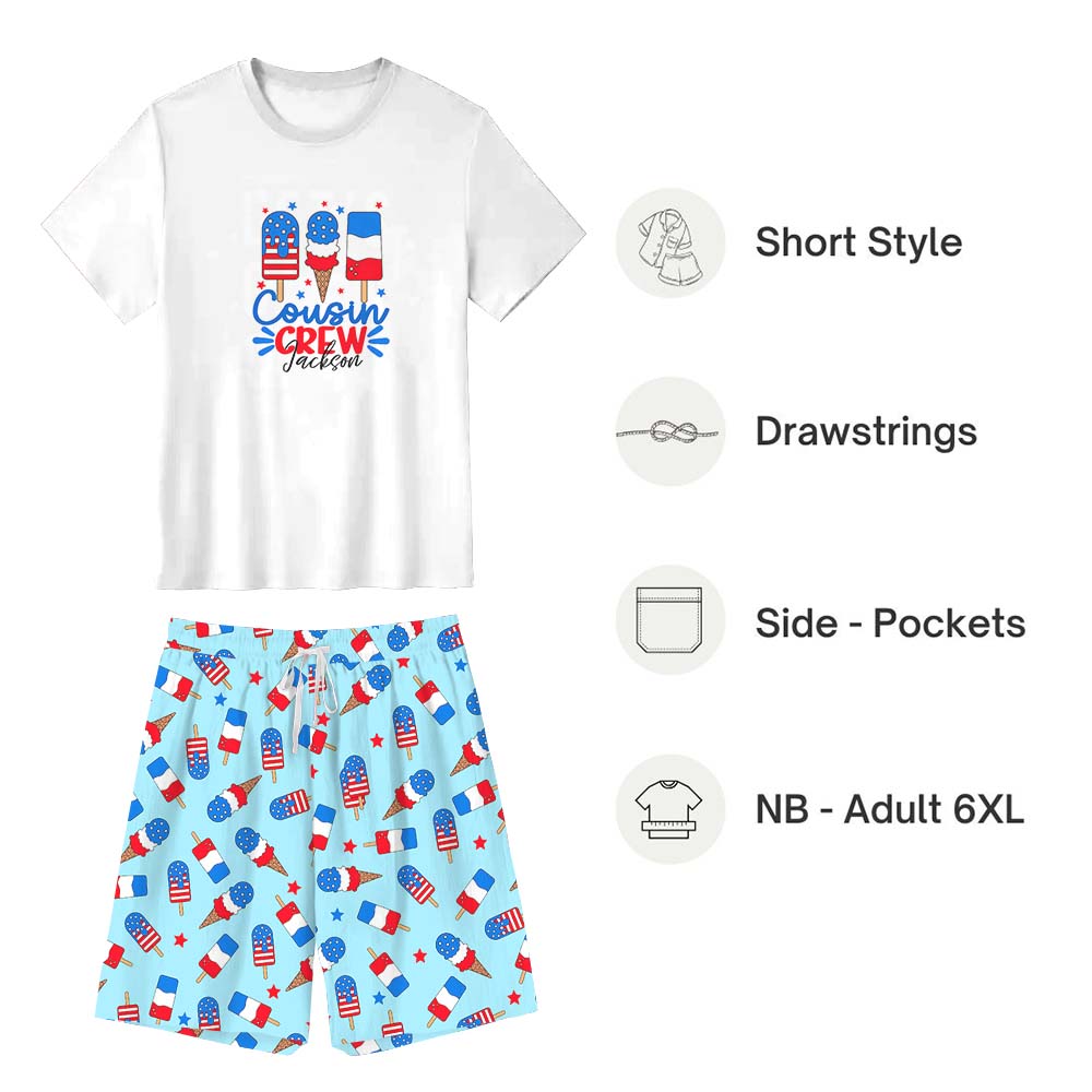 Cute Ice Cream With Name Cousin Crew 4th Of July Pajama Pajama Short Set Cute Ice Cream With Name Cousin Crew 4th Of July Pajama Pajama Short Set