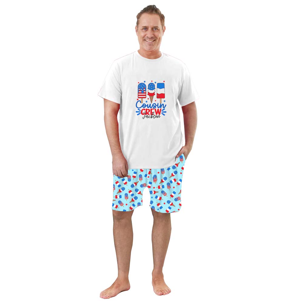 Cute Ice Cream With Name Cousin Crew 4th Of July Pajama Pajama Short Set Cute Ice Cream With Name Cousin Crew 4th Of July Pajama Pajama Short Set