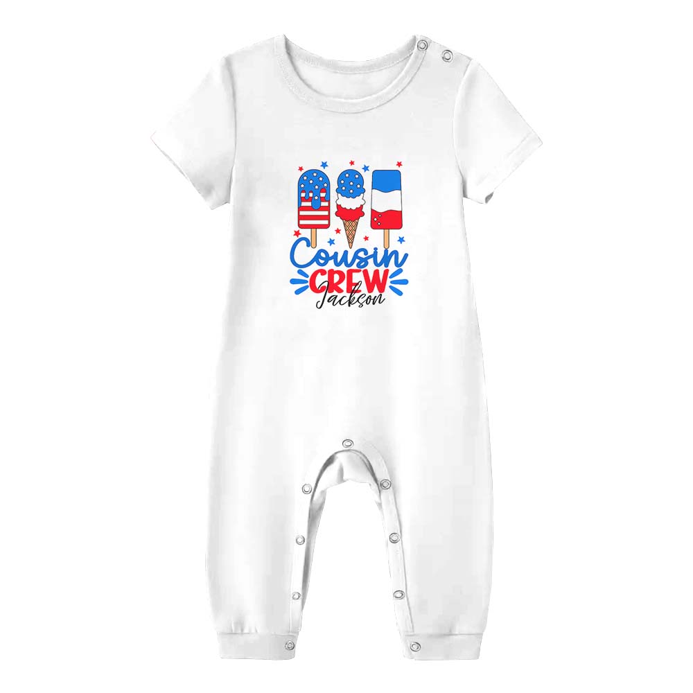 Cute Ice Cream With Name Cousin Crew 4th Of July Pajama Pajama Short Set Cute Ice Cream With Name Cousin Crew 4th Of July Pajama Pajama Short Set