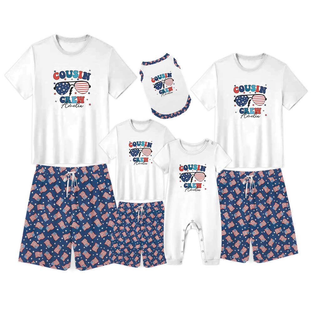 Festive Custom Name 4th July America Plus Size Short Sleeve Pajamas Festive Custom Name 4th July America Plus Size Short Sleeve Pajamas