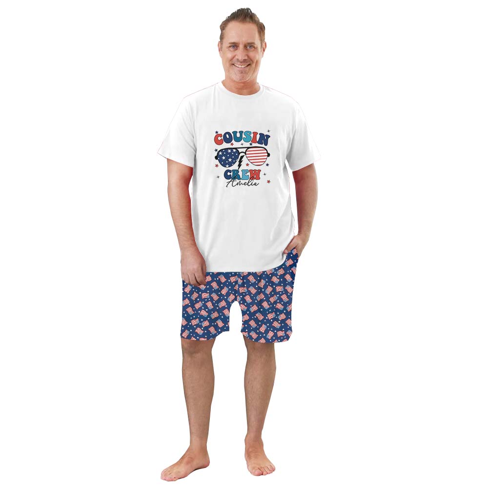 Festive Custom Name 4th July America Plus Size Short Sleeve Pajamas Festive Custom Name 4th July America Plus Size Short Sleeve Pajamas