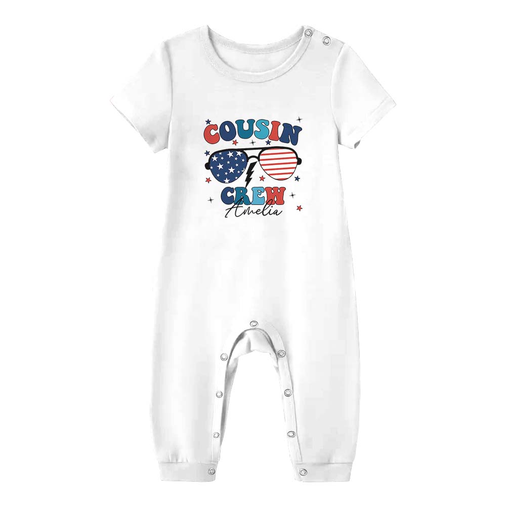 Festive Custom Name 4th July America Plus Size Short Sleeve Pajamas Festive Custom Name 4th July America Plus Size Short Sleeve Pajamas