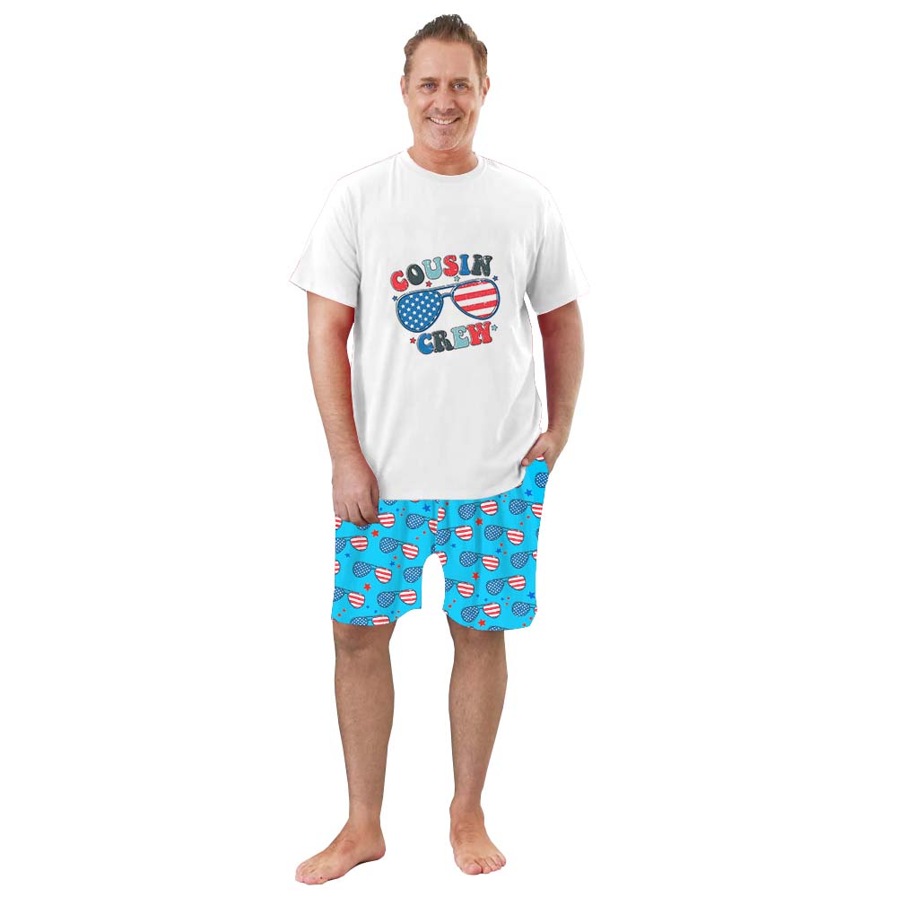 Breathable Short Sleeve Pajamas Fourth Of July Cousin Crew