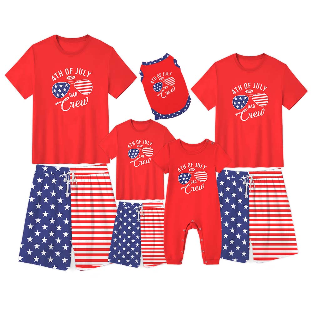Customizable Family Crew America Independence Day Pajama Shorts Set Customizable Family Crew America Independence Day Pajama Shorts Set