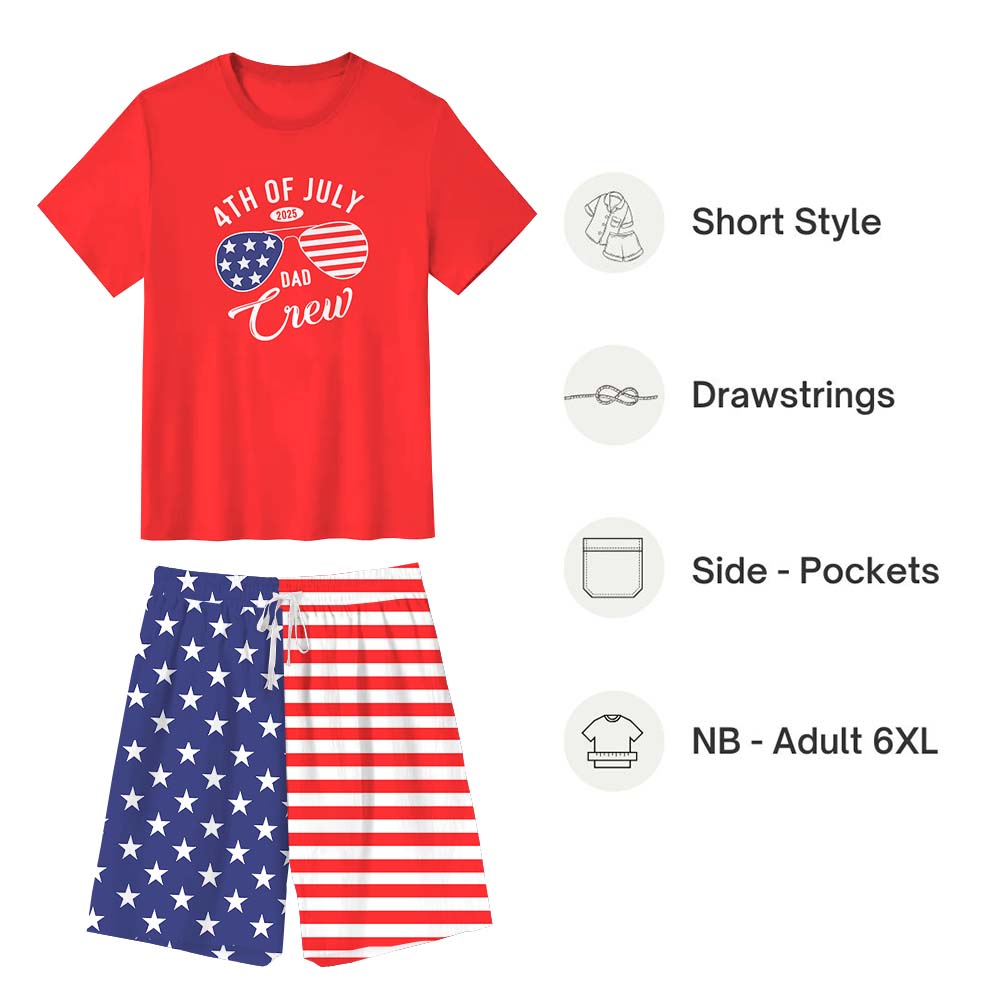 Customizable Family Crew America Independence Day Pajama Shorts Set Customizable Family Crew America Independence Day Pajama Shorts Set