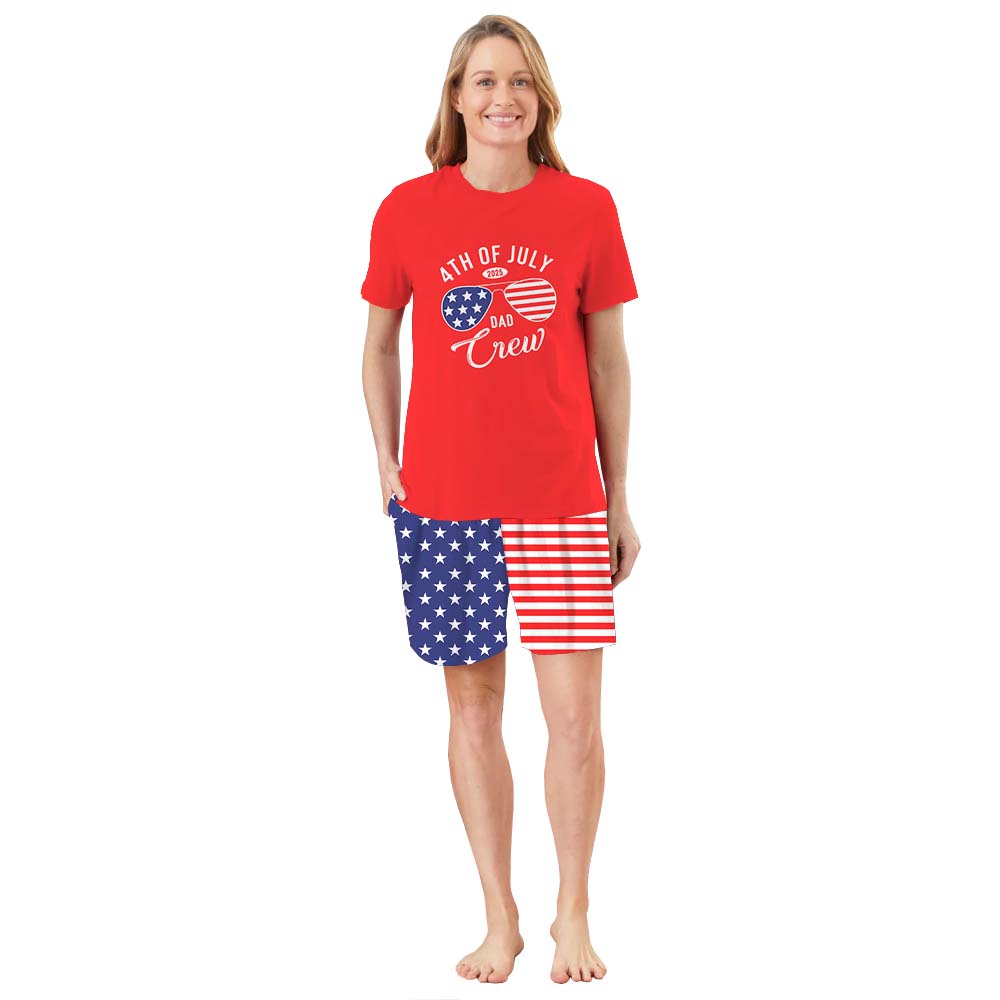 Customizable Family Crew America Independence Day Pajama Shorts Set Customizable Family Crew America Independence Day Pajama Shorts Set