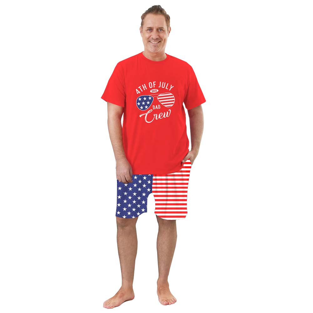 Customizable Family Crew America Independence Day Pajama Shorts Set Customizable Family Crew America Independence Day Pajama Shorts Set