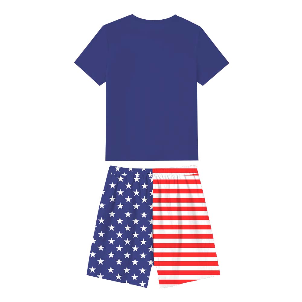 Custom Name Family Crew Family 4th of July Pajamas With Dog Short Sleeve Custom Name Family Crew Family 4th of July Pajamas With Dog Short Sleeve