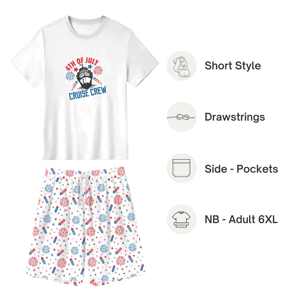 4th Of July Cruise Crew Pajama Shorts Set White 4th Of July Cruise Crew Pajama Shorts Set White