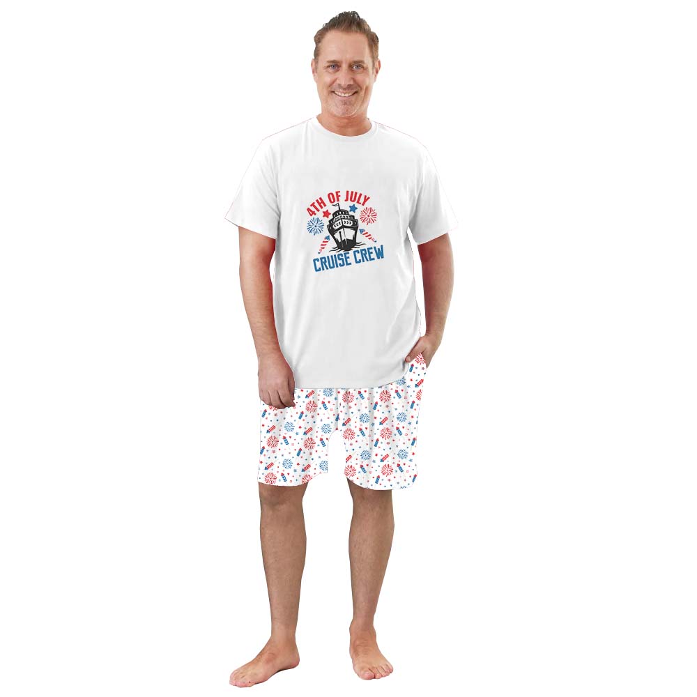 4th Of July Cruise Crew Pajama Shorts Set White 4th Of July Cruise Crew Pajama Shorts Set White
