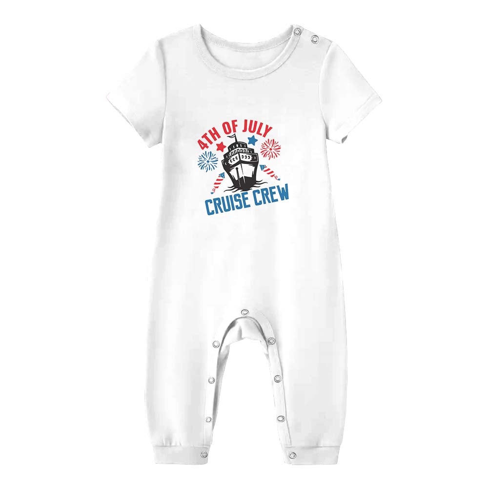 4th Of July Cruise Crew Pajama Shorts Set White 4th Of July Cruise Crew Pajama Shorts Set White