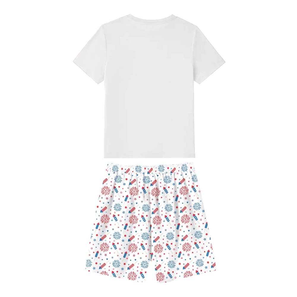 4th Of July Cruise Crew Pajama Shorts Set White 4th Of July Cruise Crew Pajama Shorts Set White