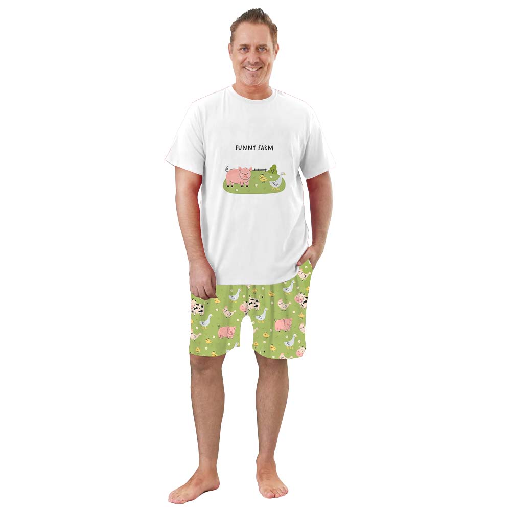Cute Animals Farm Family 4th of July Pajama Sets Short Sleeves