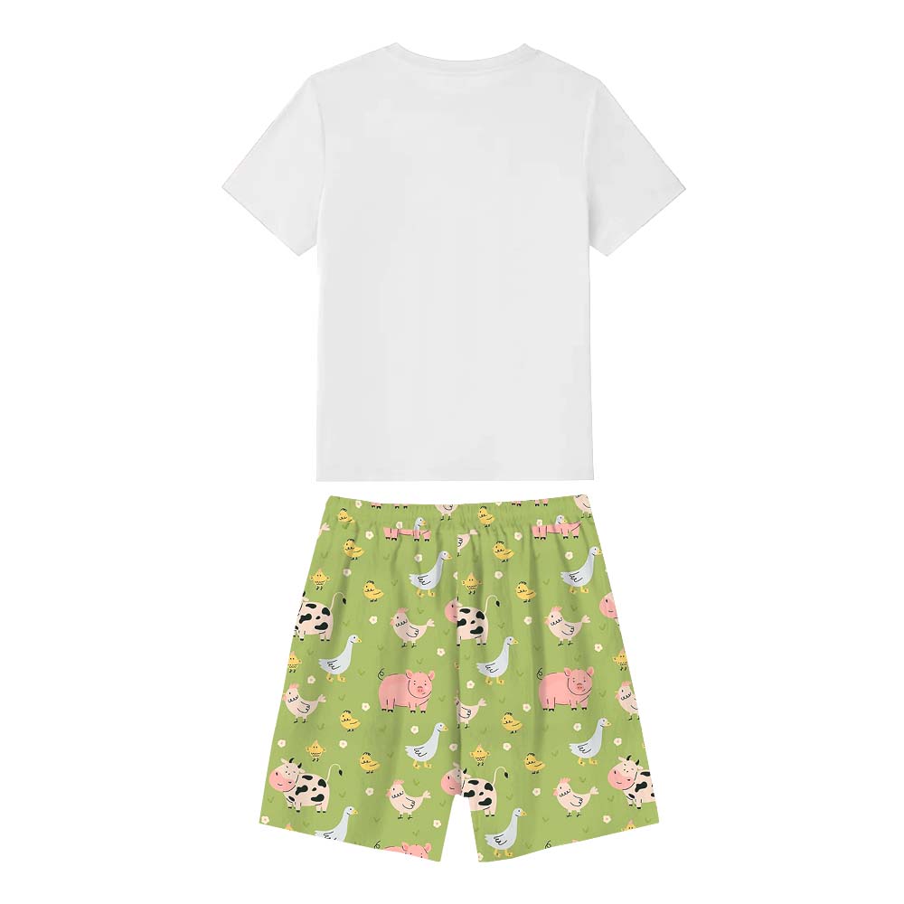 Cute Animals Farm Family 4th of July Pajama Sets Short Sleeves