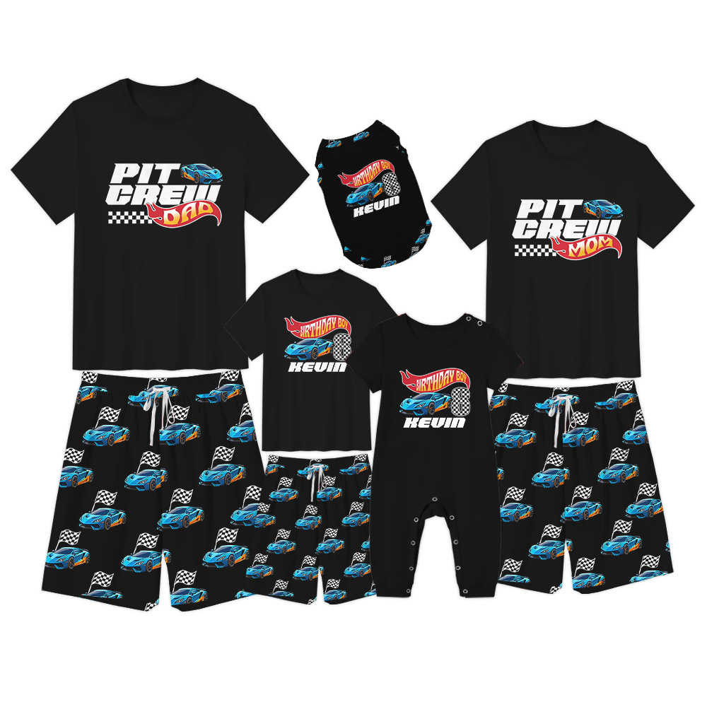 Custom Race Car Themed Birthday Pajamas For Family Custom Race Car Themed Birthday Pajamas For Family