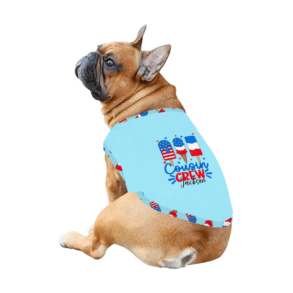 Ice Cream Cousin Crew Custom Name Family 4th of July Pajamas Including Dog