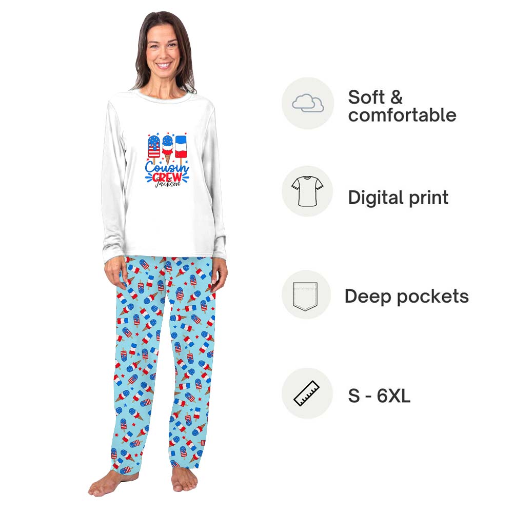 Cute Custom Name Ice Cream 4th of July Pajamas For The Whole Family