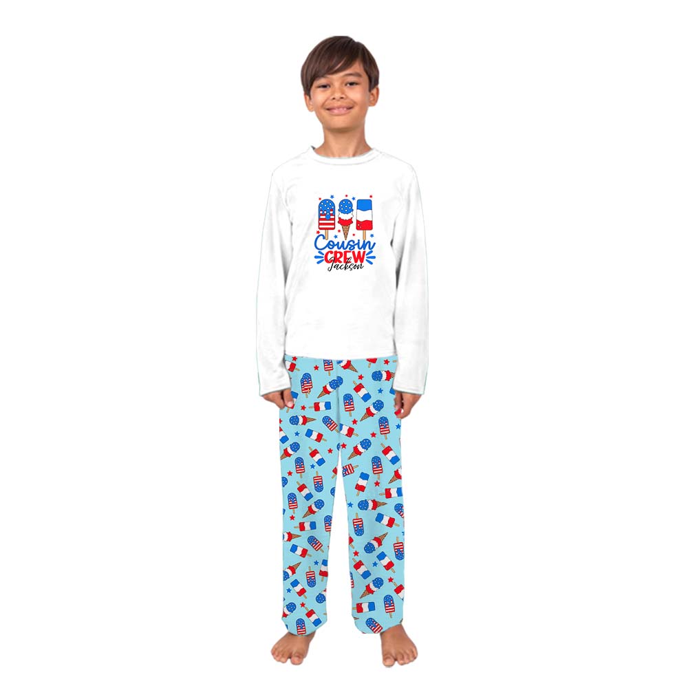 Cute Custom Name Ice Cream 4th of July Pajamas For The Whole Family