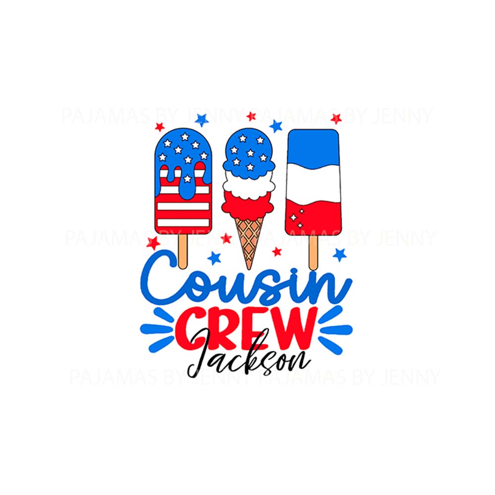 Cute Custom Name Ice Cream 4th of July Pajamas For The Whole Family