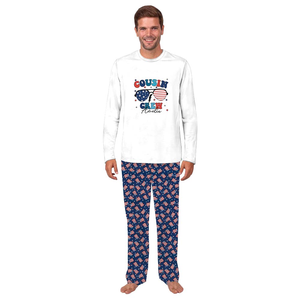 Custom Name Cousin Crew Matching Family Pajamas With Dogs