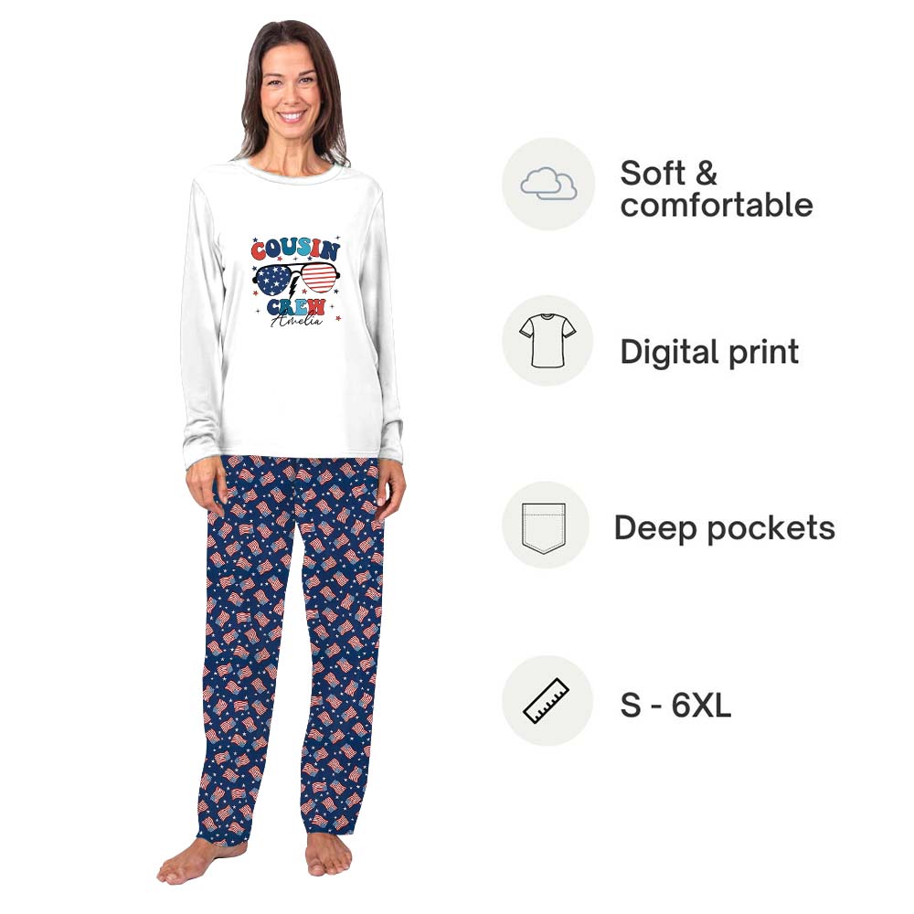 Custom Name Cousin Crew Matching Family Pajamas With Dogs