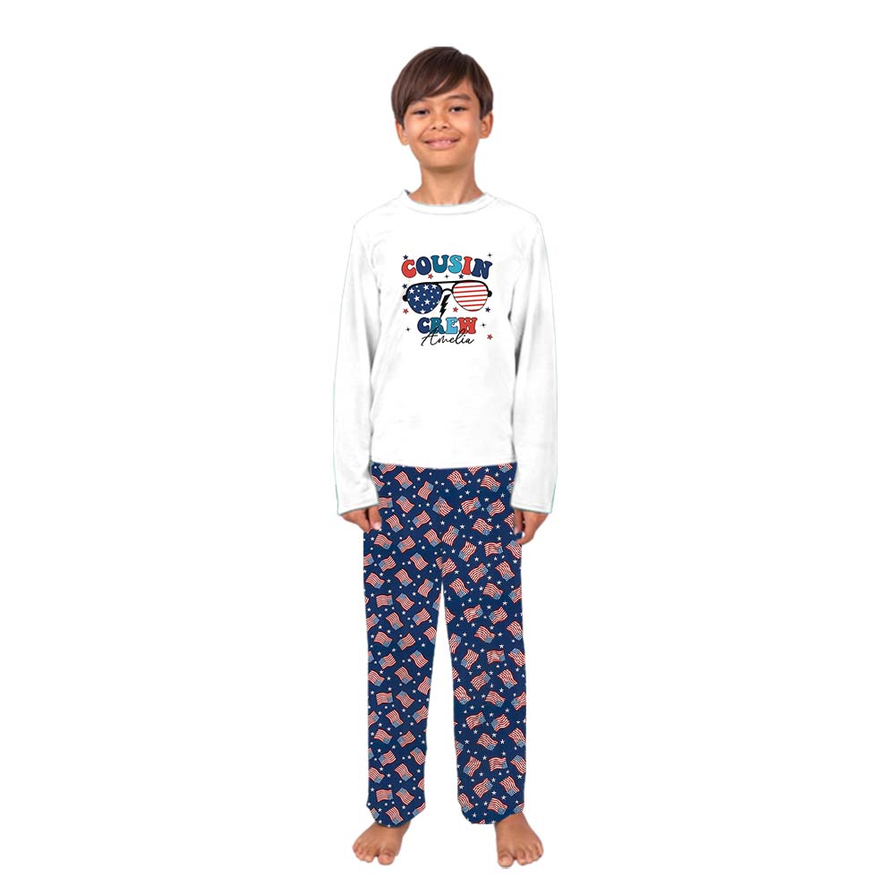 Custom Name Cousin Crew Matching Family Pajamas With Dogs