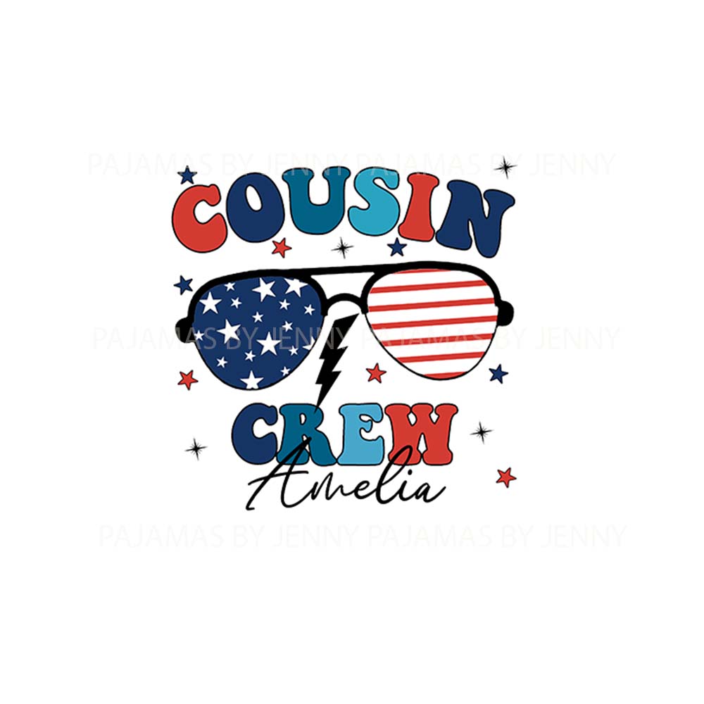 Custom Name Cousin Crew Matching Family Pajamas With Dogs