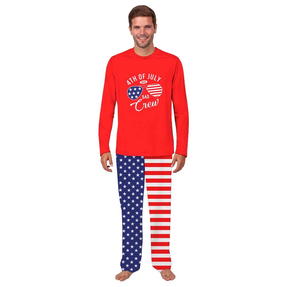 Personalized Family Crew 4th Of July Family Matching Pajamas With Dog