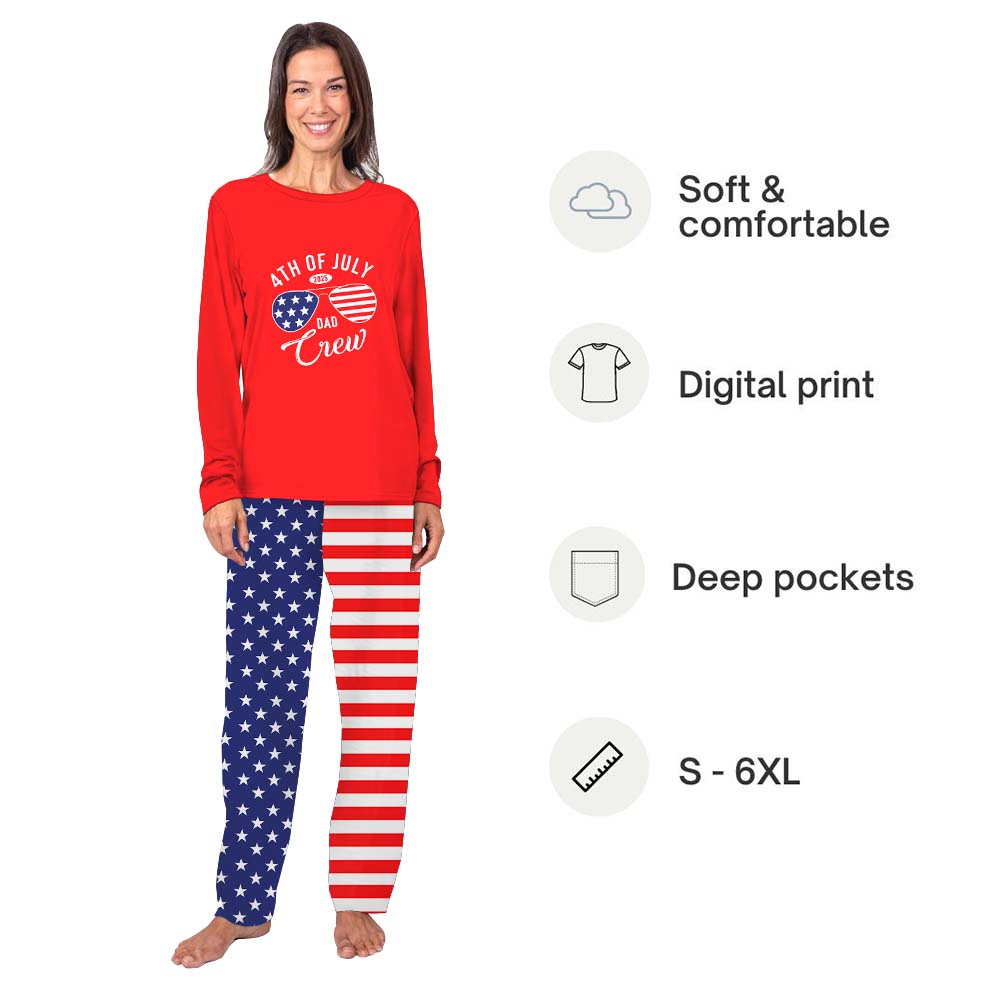 Personalized Family Crew 4th Of July Family Matching Pajamas With Dog