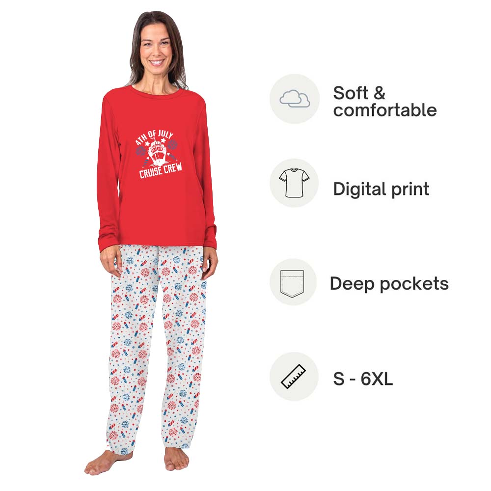 Red Cruise Crew Dog Matching 4th Of July Pajamas Red Cruise Crew Dog Matching 4th Of July Pajamas