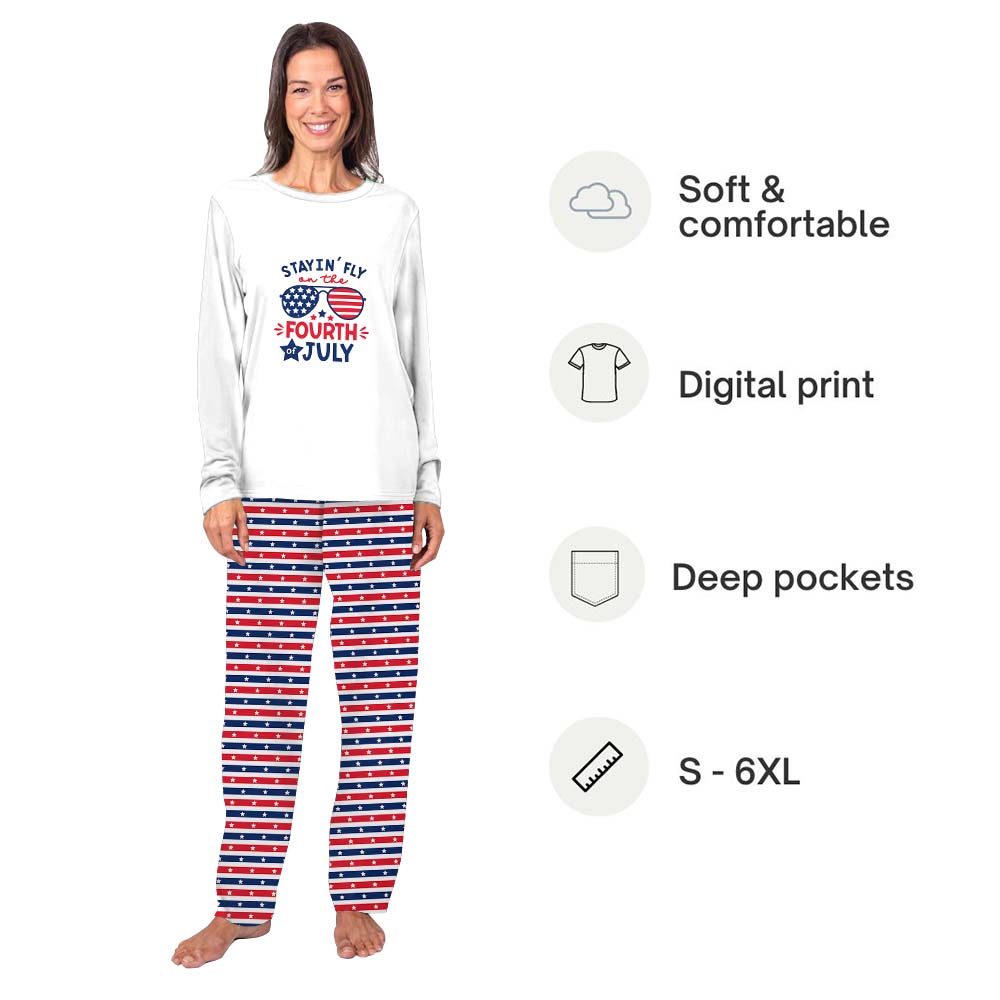 Stayin Fly On The Fourth Of July Family Matching Pajamas With Dog Stayin Fly On The Fourth Of July Family Matching Pajamas With Dog