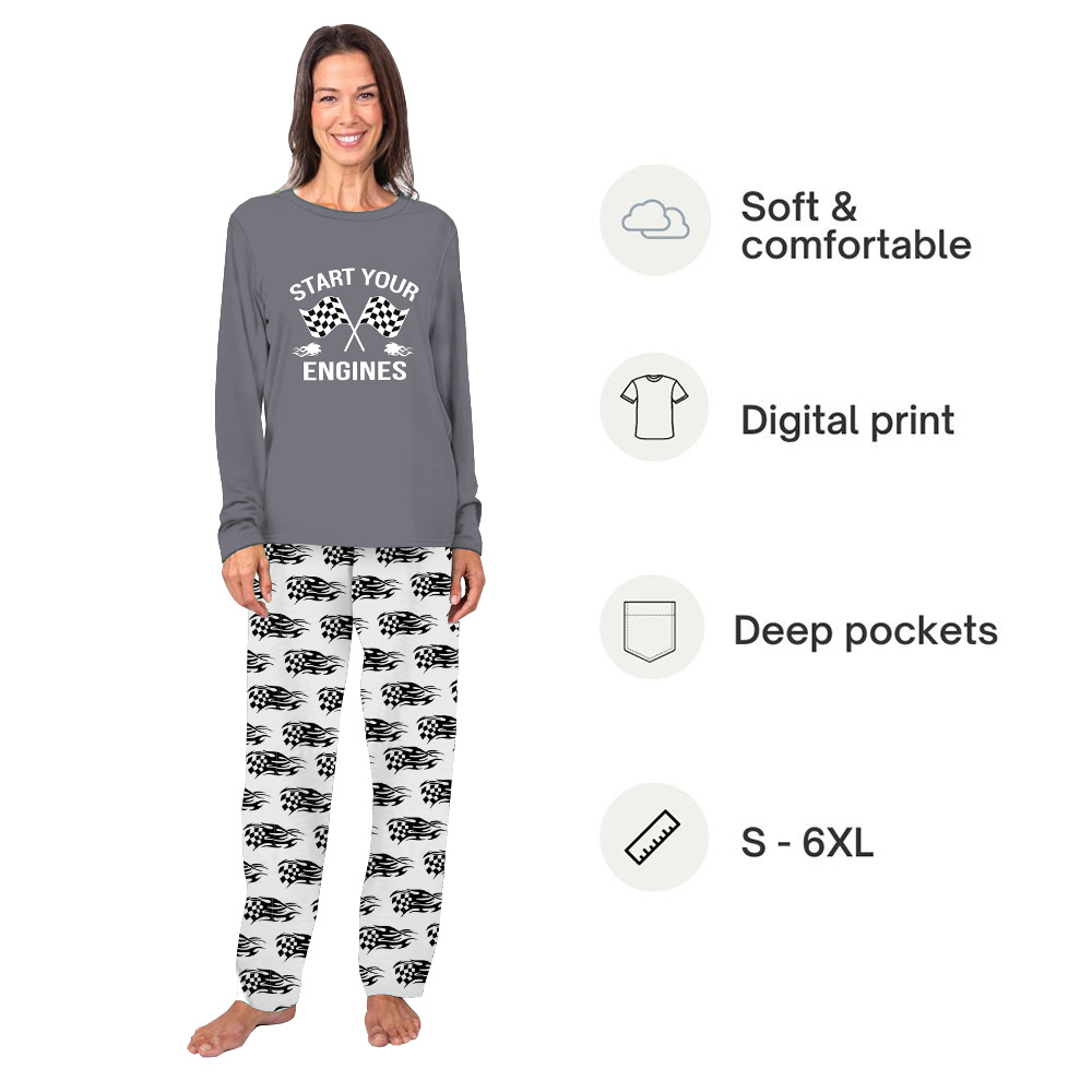 Race Car Pajamas For Adults And Kids Saying Start Your Engines Race Car Pajamas For Adults And Kids Saying Start Your Engines