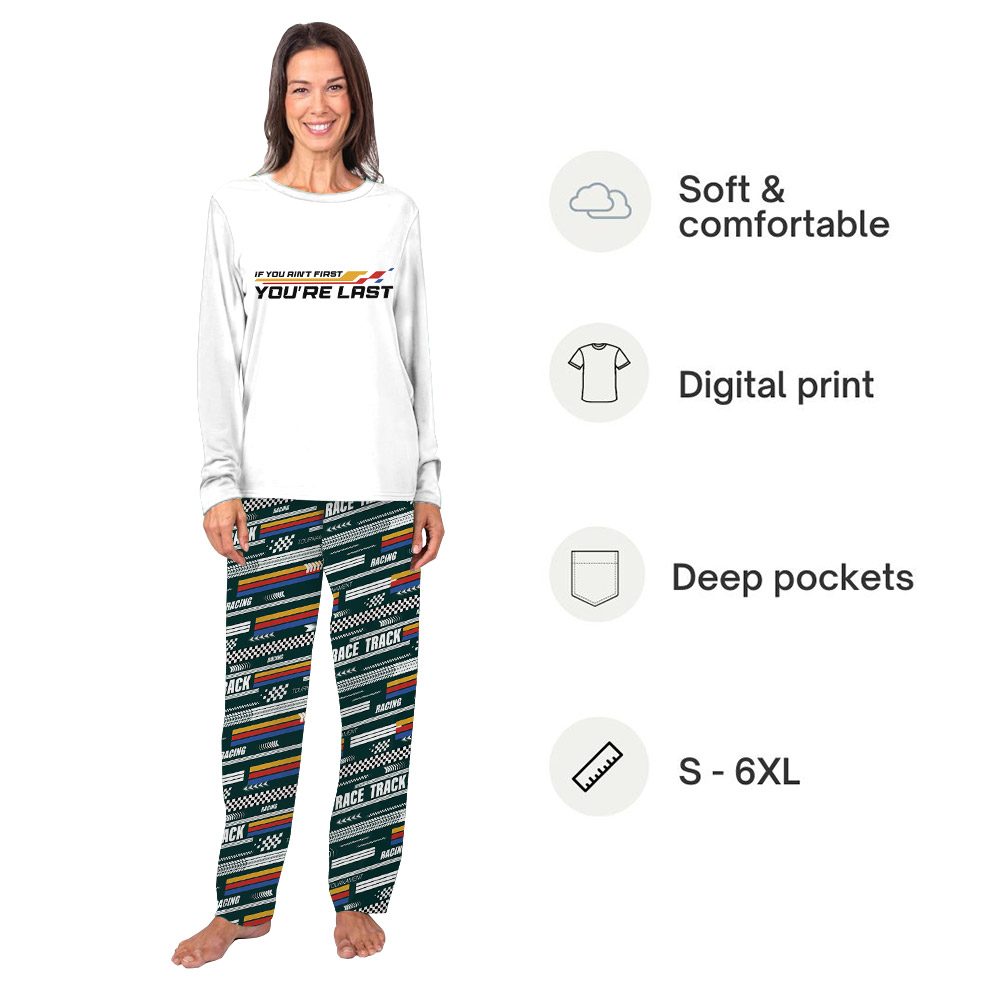 Race Car Lover Pajamas Saying If You Ain't First You're Last Race Car Lover Pajamas Saying If You Ain't First You're Last